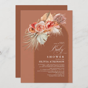 Invitation Terracotta Floral Pampas Baby shower en laiton Boh