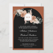 Invitation Terracotta Floral Pampas Black QR Code Wedding (Devant)