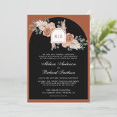 Invitation Terracotta Floral Pampas Black QR Code Wedding (Debout devant)
