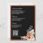 Invitation Terracotta Floral Pampas Black QR Code Wedding (Dos)