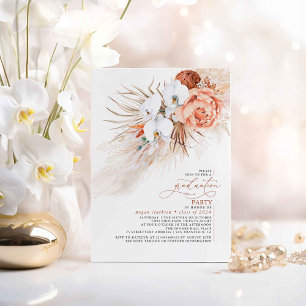 Invitation Terracotta Floral Pampas Graduation Party