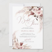 Invitation Terracotta Floral Pampas Grass Boho Fête des marié (Devant)