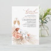 Invitation Terracotta Floral Pampas Grass Brunch et Bubbly (Debout devant)