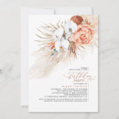 Invitation Terracotta Floral Pampas Grass fête d'anniversaire (Devant)