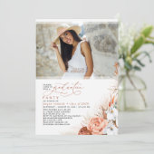 Invitation Terracotta Floral Pampas Grass Graduation Photo (Debout devant)