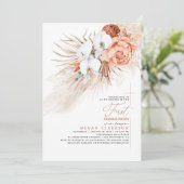 Invitation Terracotta Floral Pampas Grass Première Communion (Debout devant)