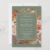 Invitation Terracotta Floral Photo QR Code Sage Mariage (Devant)