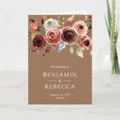 Invitation Terracotta Floral QR Code Beige Tan Wedding (Devant)