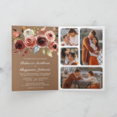 Invitation Terracotta Floral QR Code Beige Tan Wedding (Intérieur)
