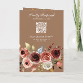Invitation Terracotta Floral QR Code Beige Tan Wedding (Dos)