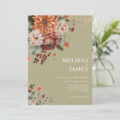 Invitation Terracotta Floral Sage Green Mariage botanique (Debout devant)
