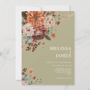 Invitation Terracotta Floral Sage Green Mariage botanique