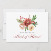 Invitation Terracotta Floral Serez-vous ma femme d'honneur (Devant)