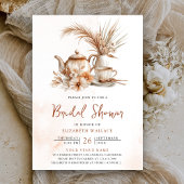 Invitation Terracotta Floral Tea Party QR Code Fête des marié