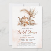 Invitation Terracotta Floral Tea Party QR Code Fête des marié (Devant)