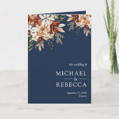 Invitation Terracotta Floral Wildflower Navy Blue Wedding (Devant)