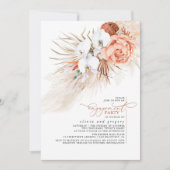 Invitation Terracotta Florale Pampas Partie d'engagement en h (Devant)