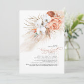 Invitation Terracotta Florale Pampas Partie d'engagement en h (Debout devant)