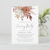 Invitation Terracotta Florals QR Code Mariage Soirée (Debout devant)