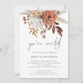 Invitation Terracotta Florals Vous êtes invité QR Code Mariag (Devant)