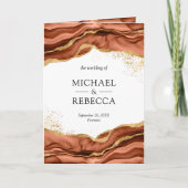 Invitation Terracotta Gold Abstract Ink QR Code Wedding (Devant)