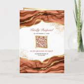 Invitation Terracotta Gold Abstract Ink QR Code Wedding (Dos)
