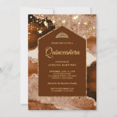 Invitation Terracotta Gold Agate Marbre Arche Quinceanera (Devant)