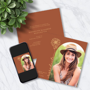 Invitation Terracotta Gold manuscrit Floral Arch Graduation