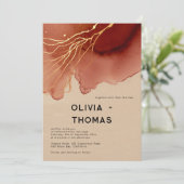 Invitation Terracotta Gold Moderne Mariage de automne de plag (Debout devant)