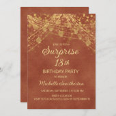 Invitation Terracotta Gold String lumières Surprise 18e (Devant / Derrière)