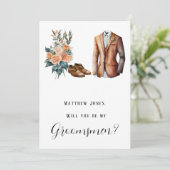 Invitation Terracotta Green Man Coit Tu Seras Mes Groomsmans (Debout devant)