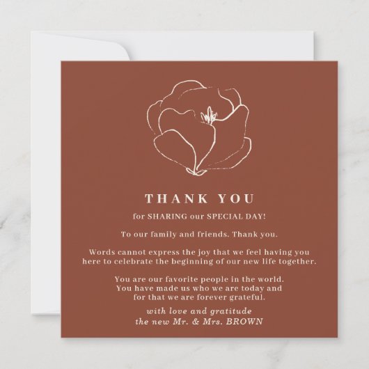 Invitation Terracotta Indépendant Rustique Simple merci (Devant)