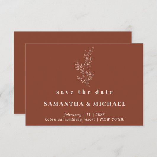 Invitation Terracotta Indie Automne Floral Enregistrer la dat (Devant / Derrière)