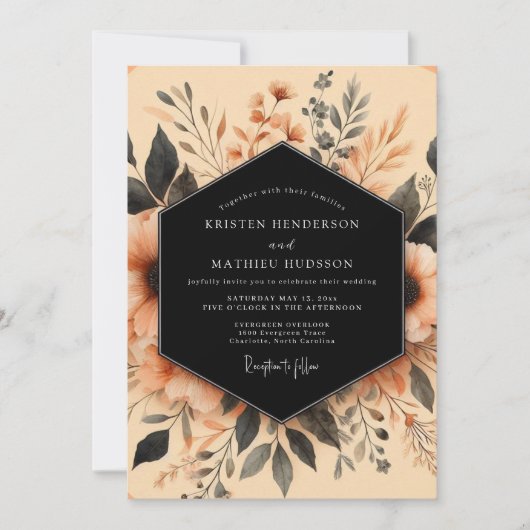 Invitation Terracotta Inky Botanical Wedding (Devant)