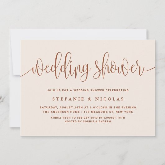 Invitation Terracotta Joli Wedding shower Calligraphie (Devant)