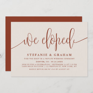 Invitation Terracotta Jolie Calligraphie Mariage Elopement