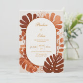 Invitation Terracotta Line Monstera Gold Arch Wedding (Debout devant)