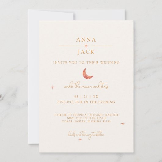 Invitation Terracotta Lune & Étoiles Mariage céleste Inviter (Devant)