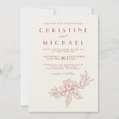 Invitation Terracotta Magnolia Élégant Mariage tout-en-un (Devant)