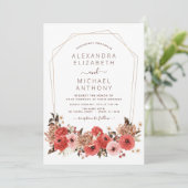 Invitation Terracotta Mariage de automne Floral Automne (Debout devant)