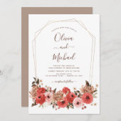 Invitation Terracotta Mariage de automne Floral Automne (Devant / Derrière)