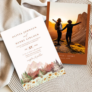 Invitation Terracotta Mariage Mountain Fleur sauvage Photo