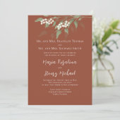 Invitation Terracotta Mariage Simple Floral (Debout devant)