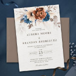 Invitation Terracotta Marine Bleu Pampas Grass Mariage botani<br><div class="desc">Elégant bleu marine,  Terracotta,  Orange terroir à thème floral faire-part de mariage avec l'élégant bouquet de bleu marine,  Terracotta couleur rose pivoines et eucalyptus feuilles. Veuillez me contacter pour toute aide sur la personnalisation ou si vous avez besoin d'un autre produit avec ce design.</div>