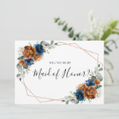 Invitation Terracotta Marine Bleu Serez-vous ma servante d'ho (Debout devant)