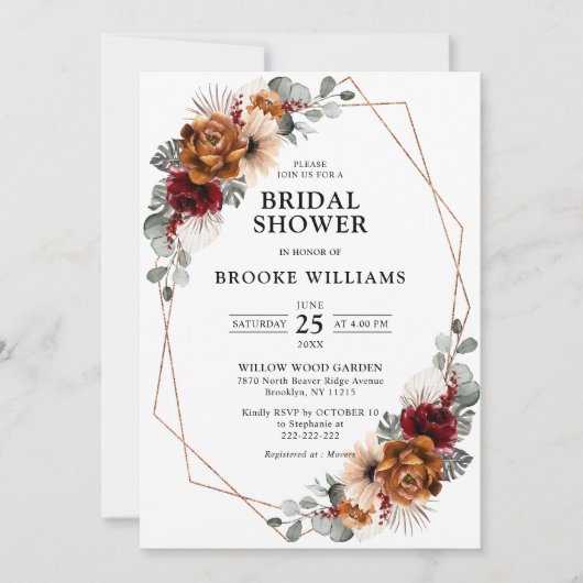 Invitation Terracotta Marine Vert Fête des mariées géométriqu (Devant)