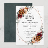 Invitation Terracotta Marine Vert Fête des mariées géométriqu (Devant / Derrière)