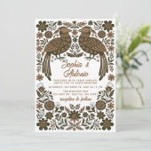 Invitation Terracotta Mexican Birds Otomi Floral Wedding (Debout devant)