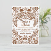 Invitation Terracotta Mexican Birds Otomi Floral Wedding (Debout devant)