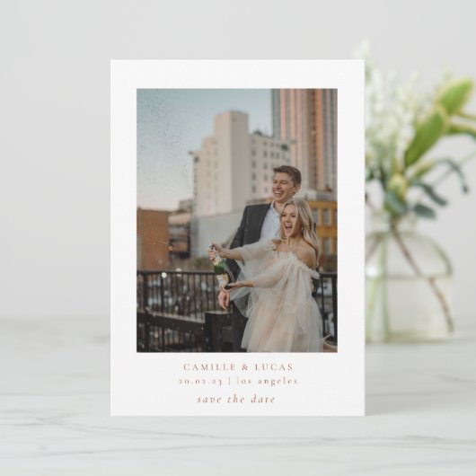 Invitation Terracotta Minimalist Elegant Photo Enregistrer la (Debout devant)